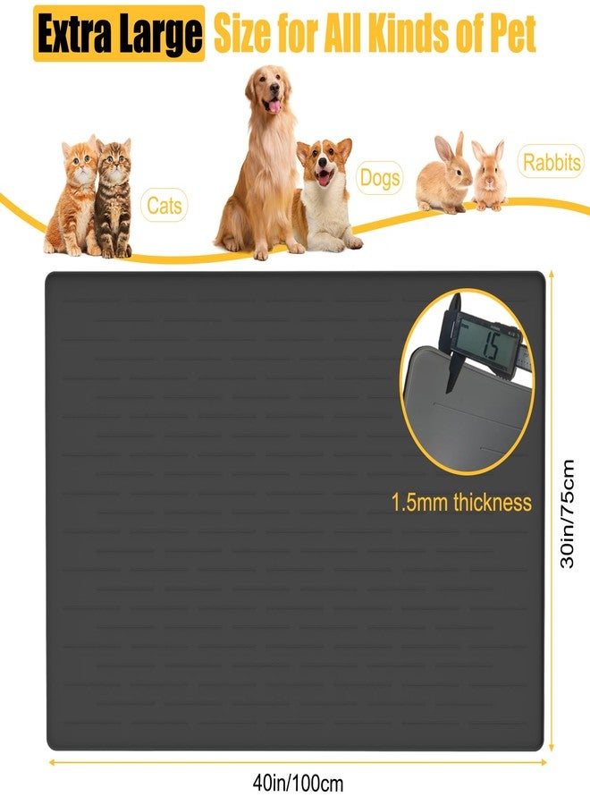 Goldleaf 1.5MM Super Thick Dog Food Mat, 40"x30" Silicone Dog and Cat Mats for Food and Water Bowls, Waterproof Pet Feeding Mat for Contain Spills Protects Floors, Multiple Colors & Sizes for Pets, Light Gray - Image 2